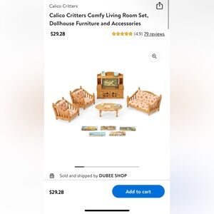 Calico Critters Comfy Living Room Set, Dollhouse Furniture and Accessories